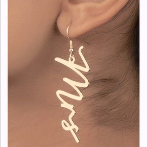 Script “Mrs.” Earrings